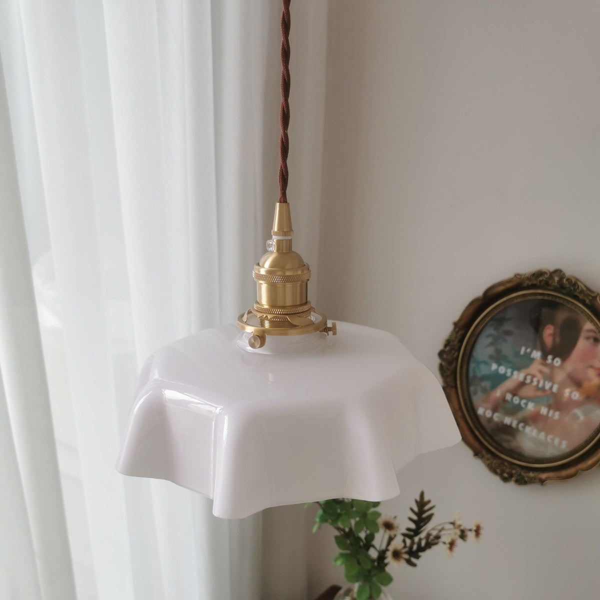 Civen Farmhouse Ruffled Pendant Light