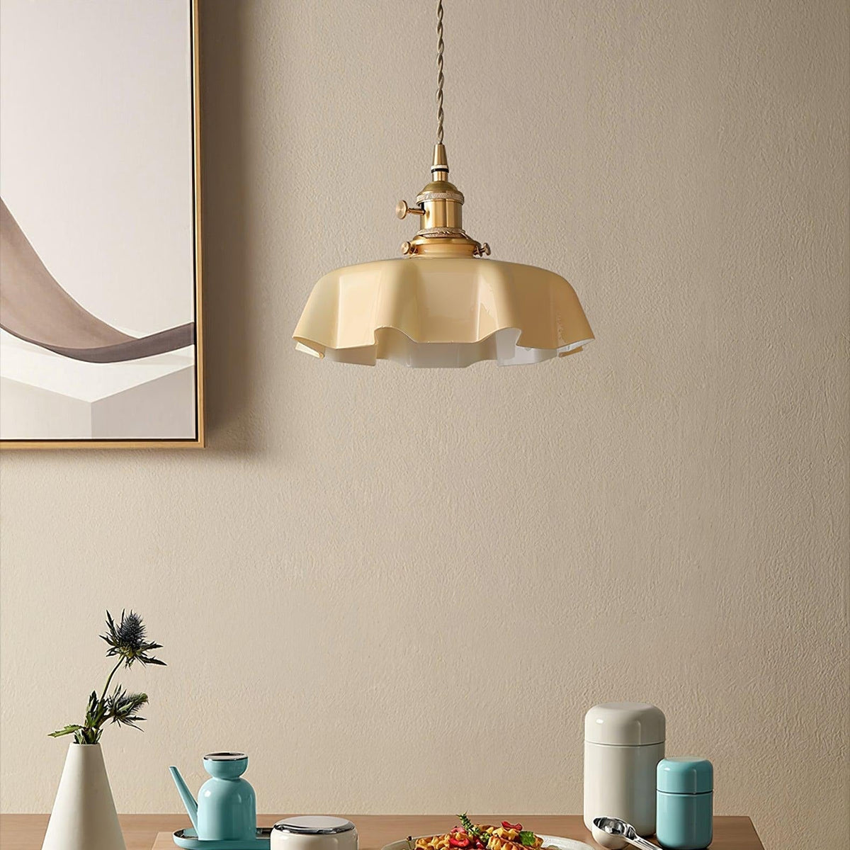 Civen Farmhouse Ruffled Pendant Light
