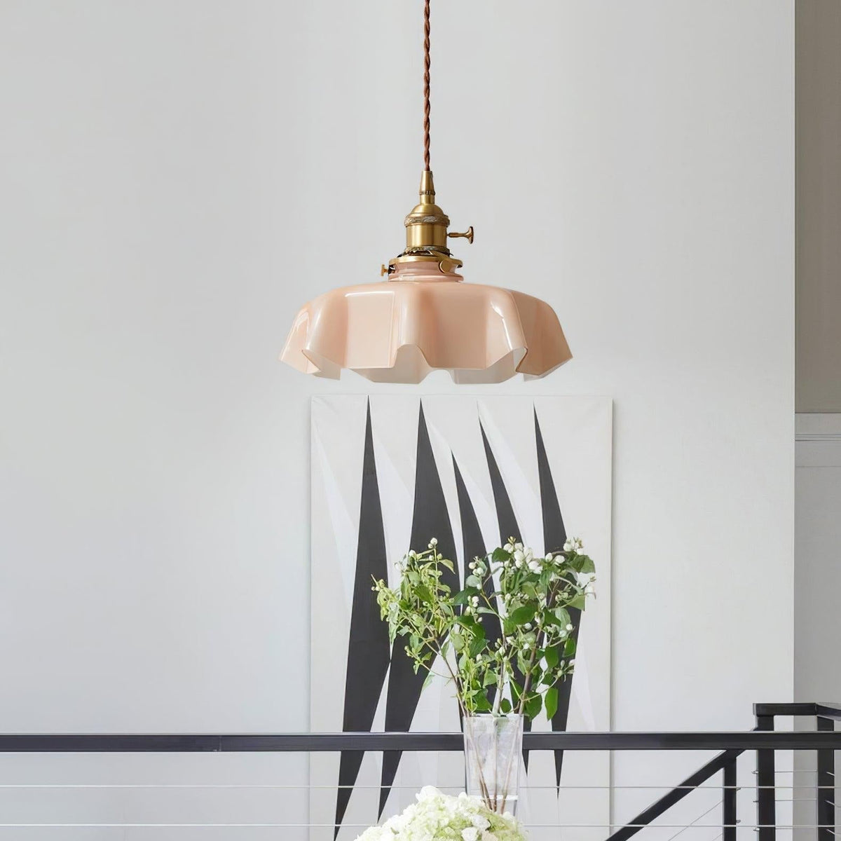 Civen Farmhouse Ruffled Pendant Light