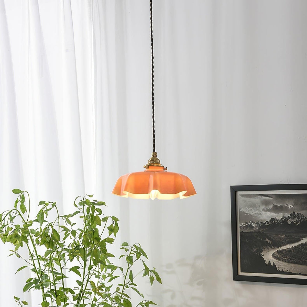 Civen Farmhouse Ruffled Pendant Light