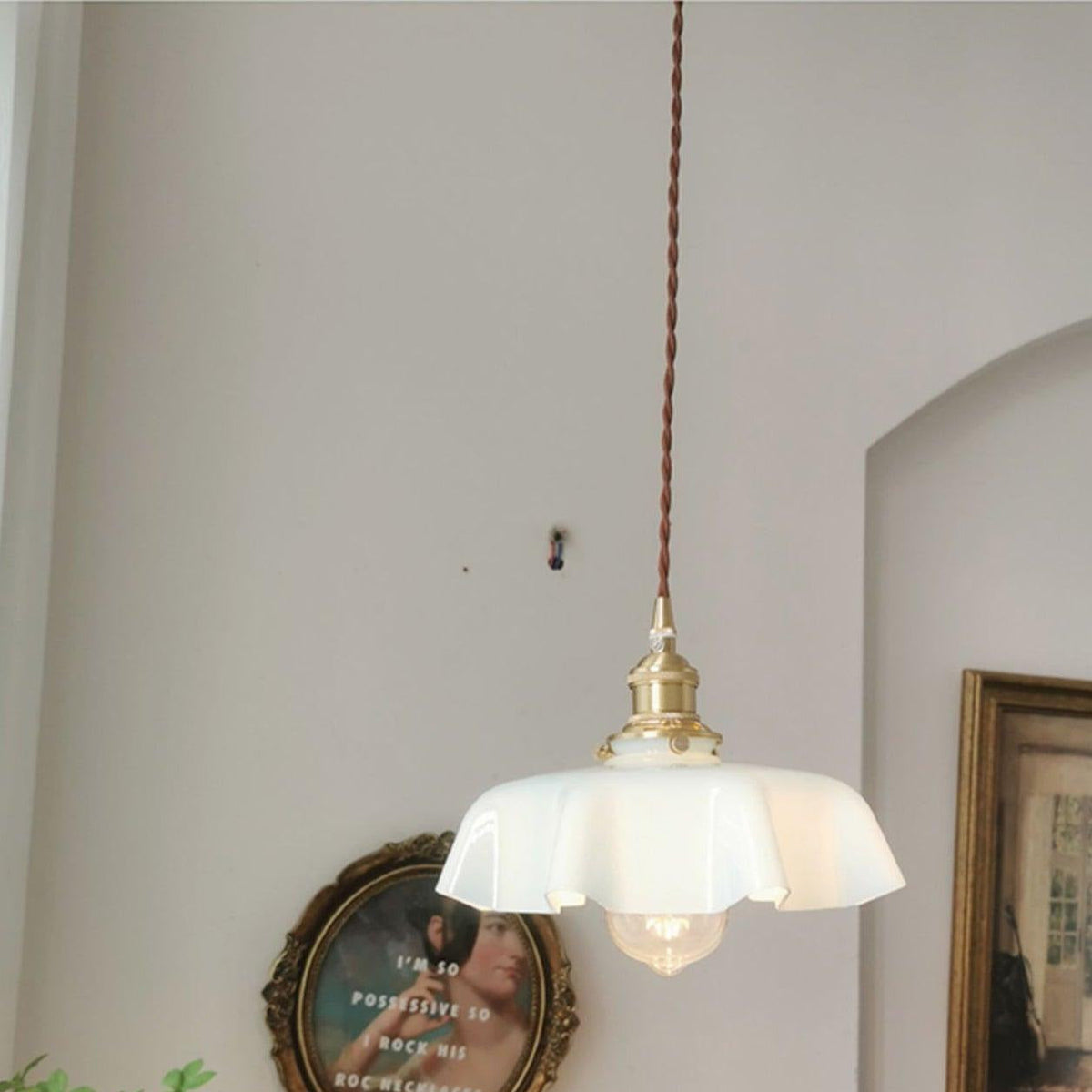 Civen Farmhouse Ruffled Pendant Light