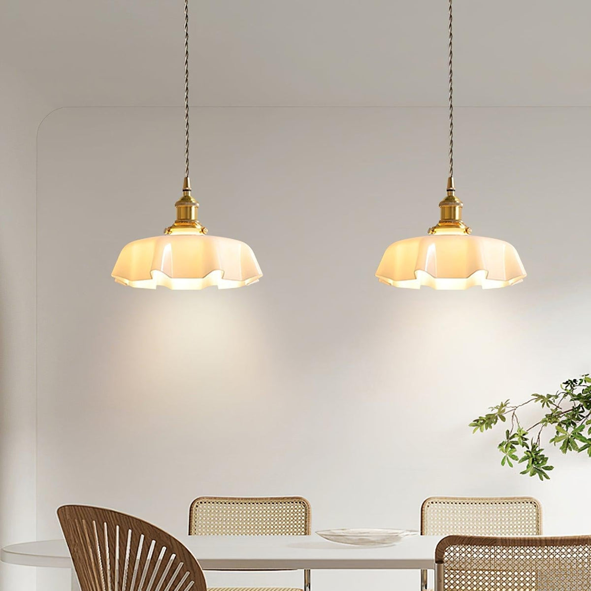 Civen Farmhouse Ruffled Pendant Light