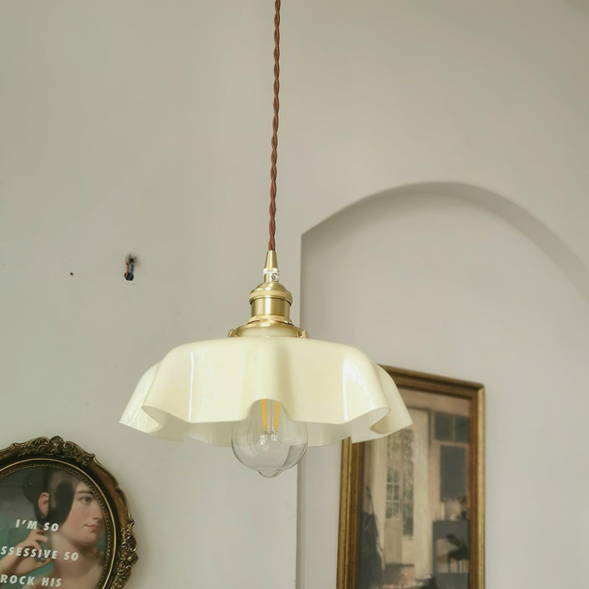 Civen Farmhouse Ruffled Pendant Light