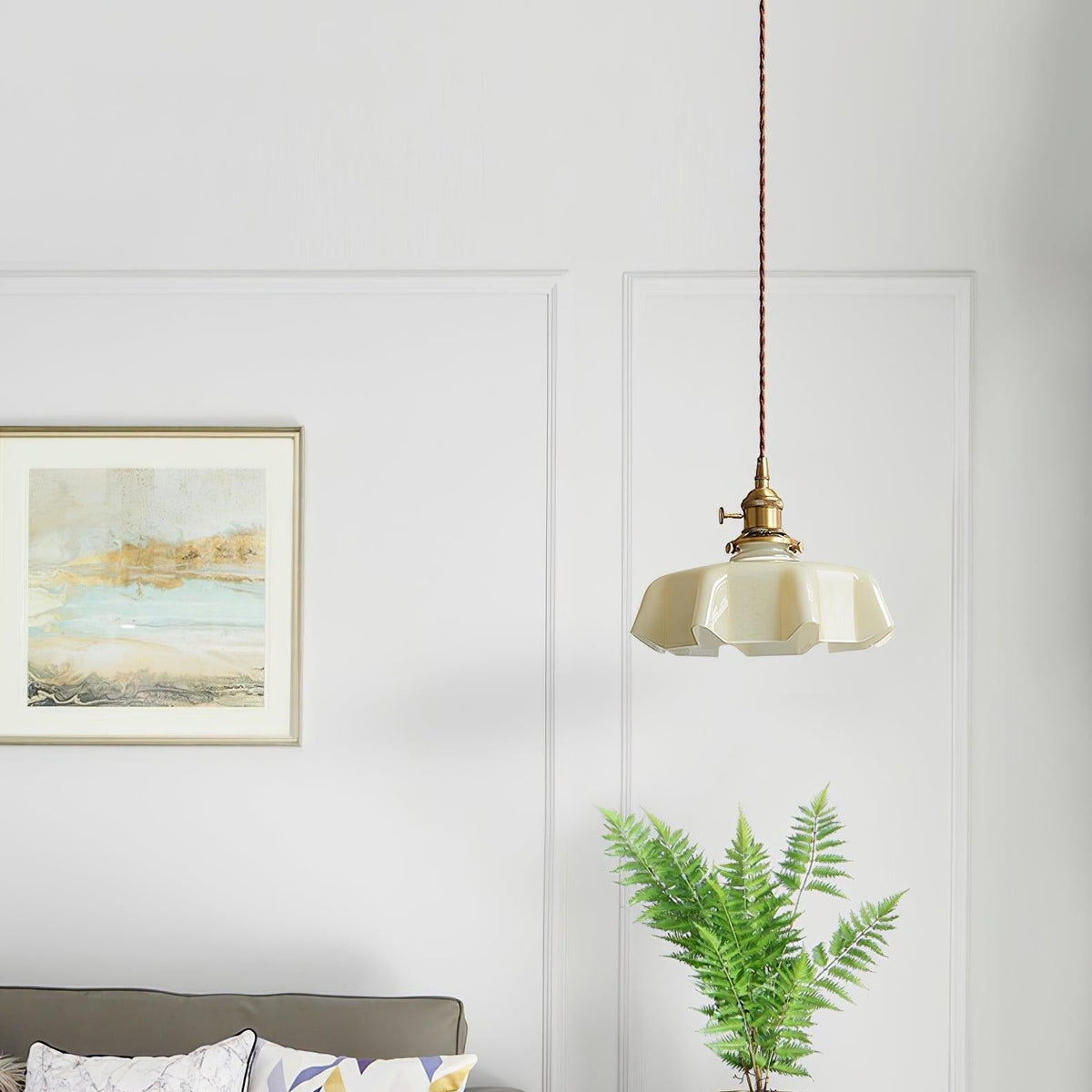 Civen Farmhouse Ruffled Pendant Light
