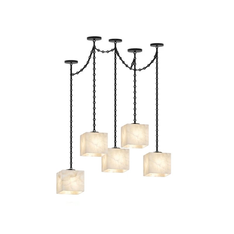 Candeeiro de lustre cúbico com correntes em cascata Octavian