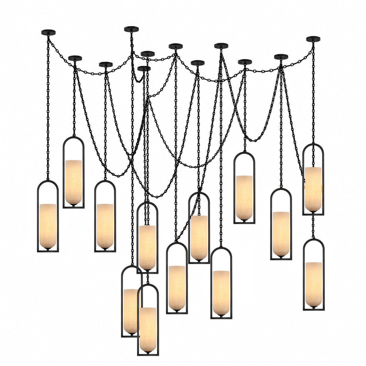 Candelabro lanterna Theron com corrente em cascata