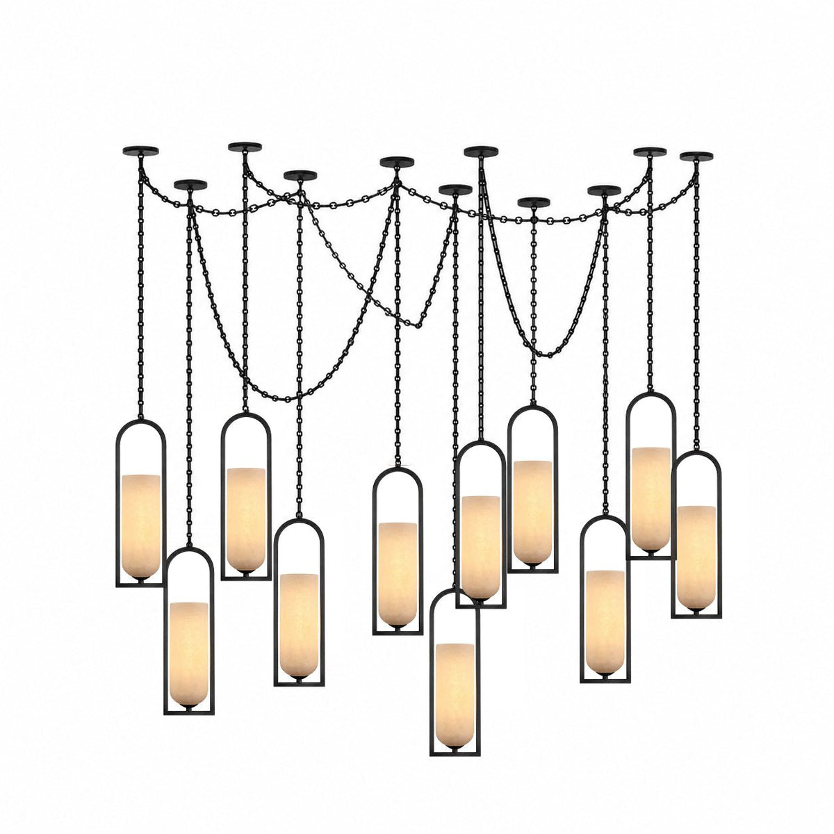 Candelabro lanterna Theron com corrente em cascata