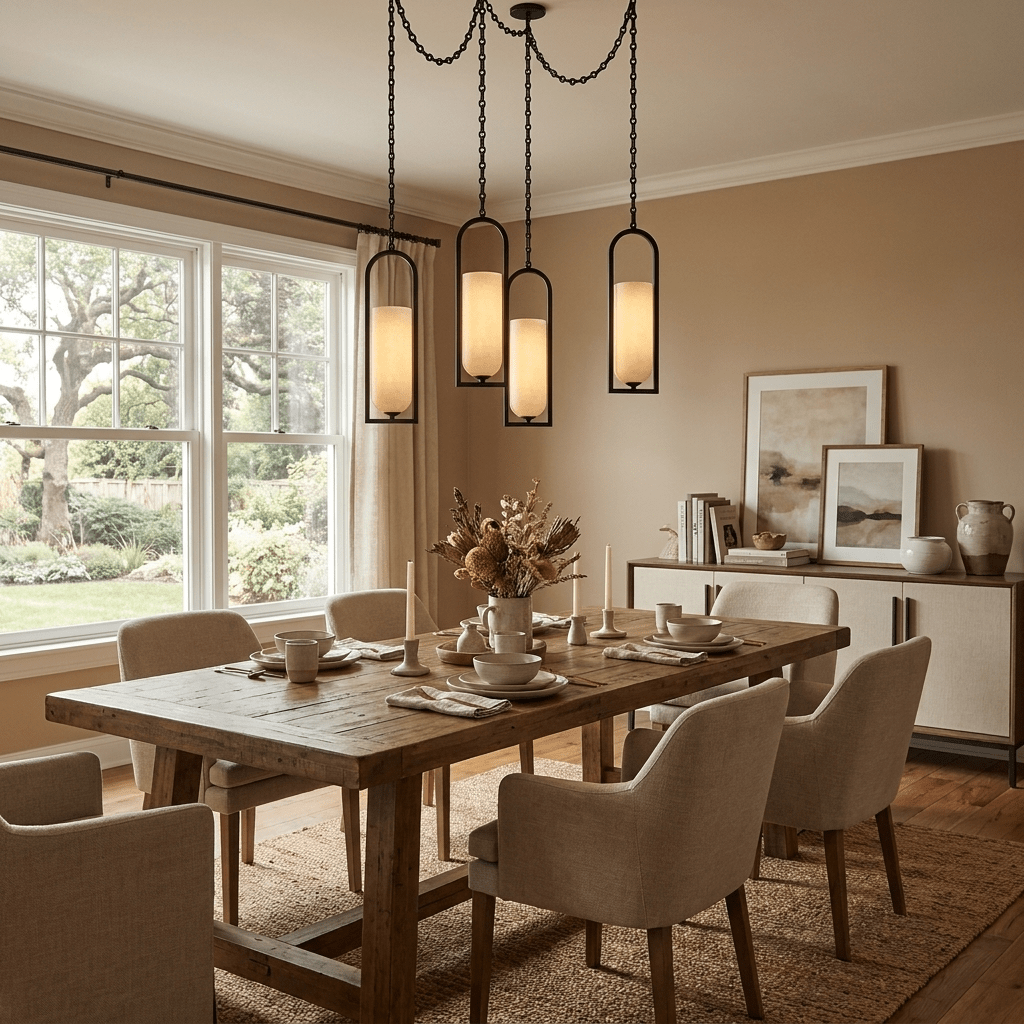 Candelabro lanterna Theron com corrente em cascata