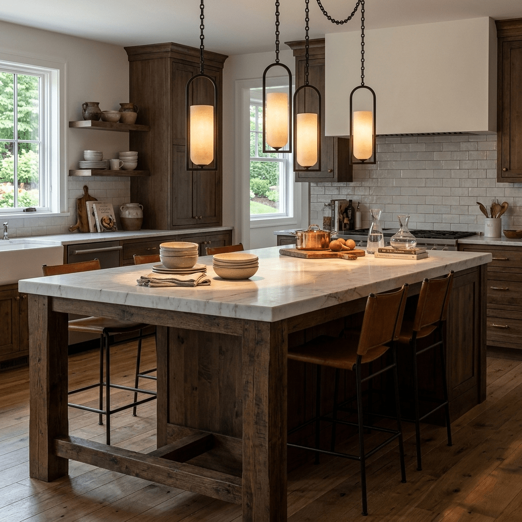 Candelabro lanterna Theron com corrente em cascata