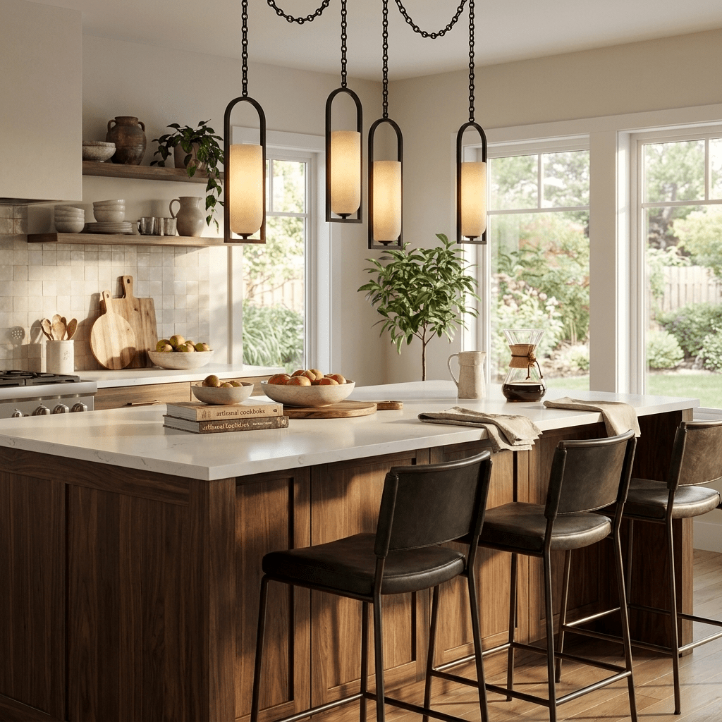 Candelabro lanterna Theron com corrente em cascata