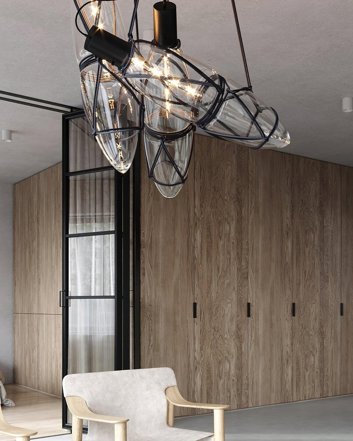 Sior kreativ flaskeformet pendellampe i glas