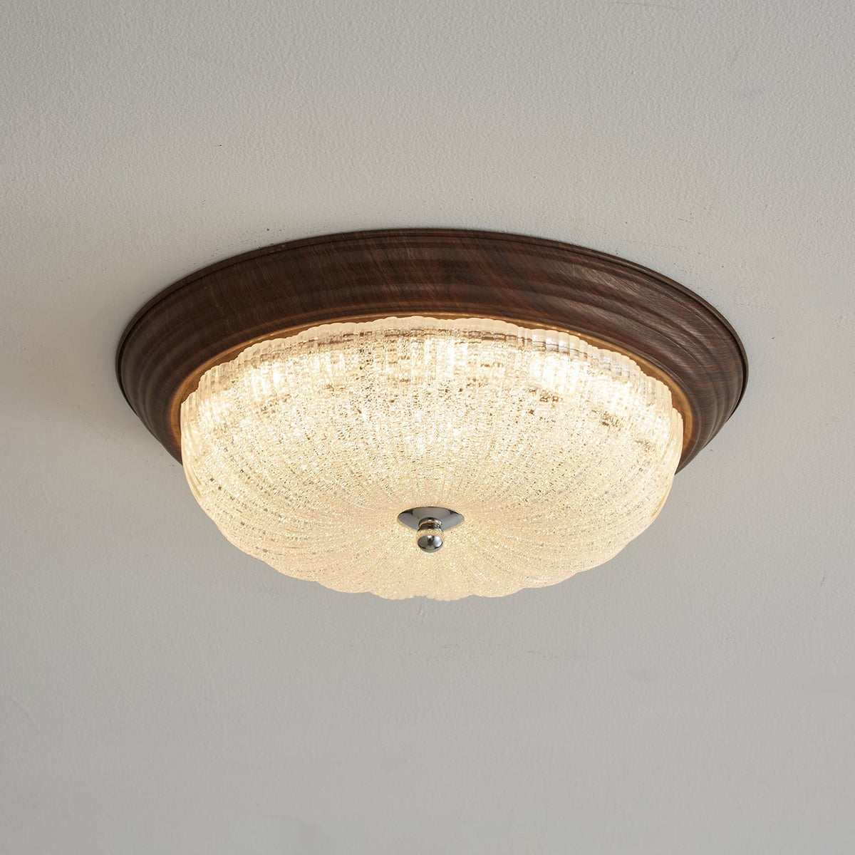 Tacell elegant premiumtaklampa i valnöt och glas