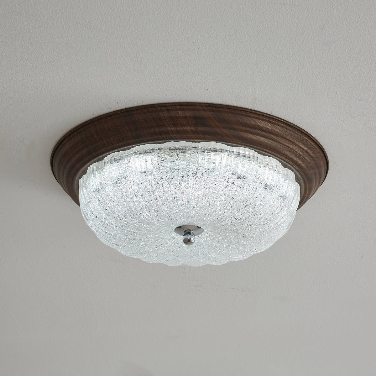 Tacell elegant premiumtaklampa i valnöt och glas