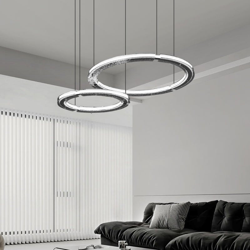 Lustre de cristal Lunara com anel duplo