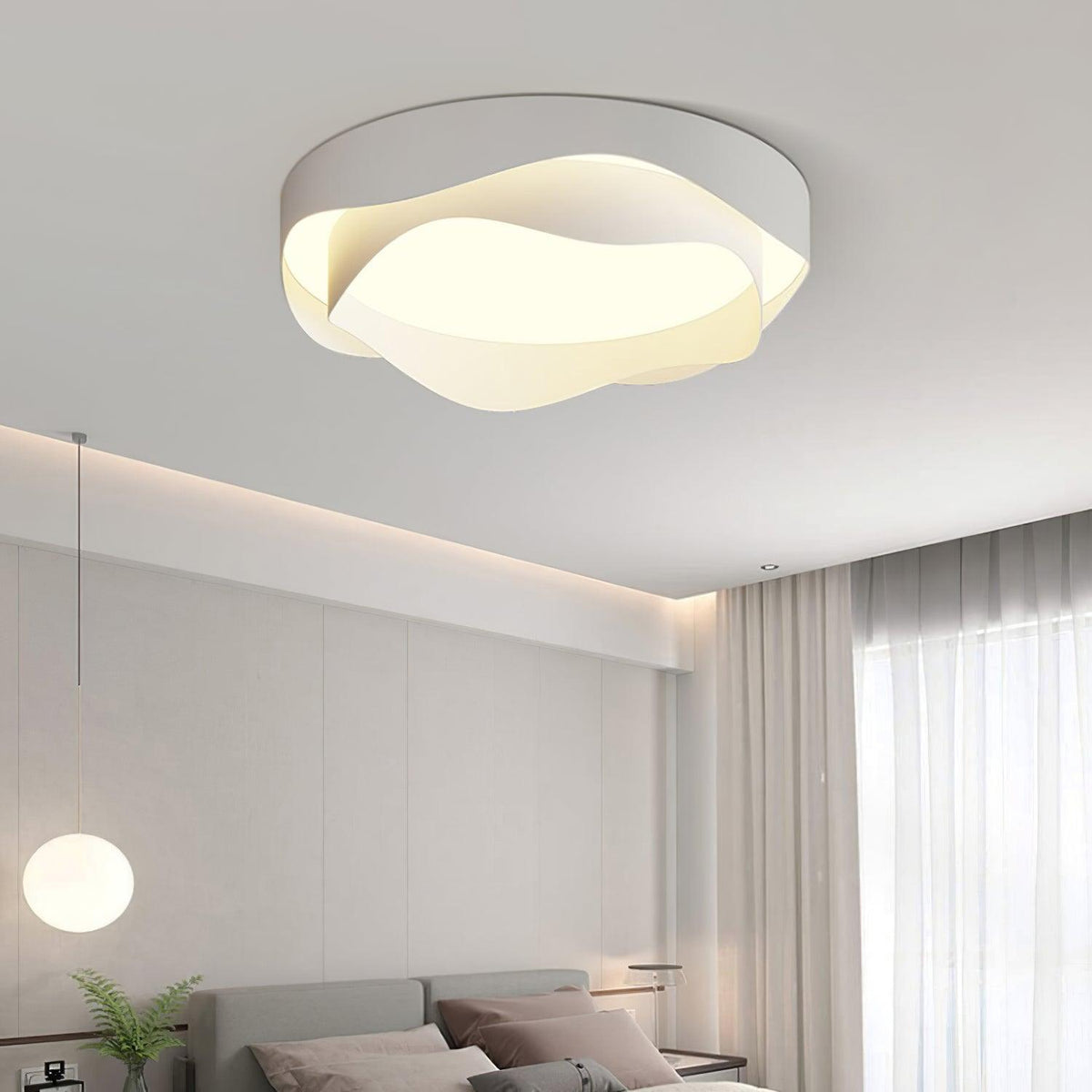 Elaisise hvid loftlampe til stuen