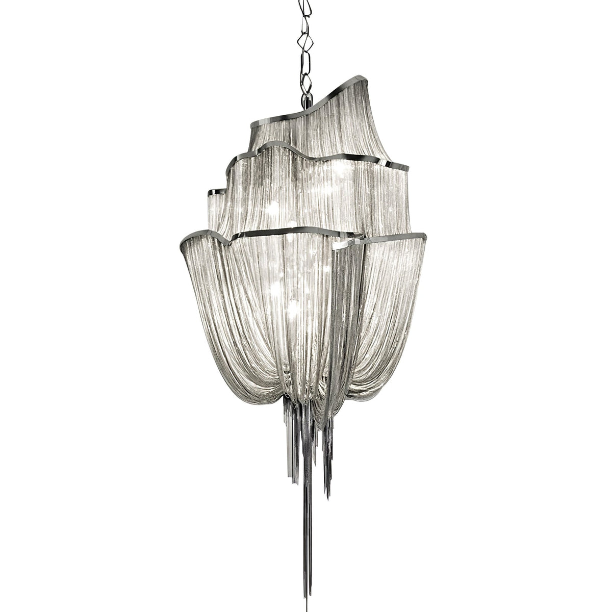Lustre de correntes em alumínio com brilho níquel moderno Ardelella