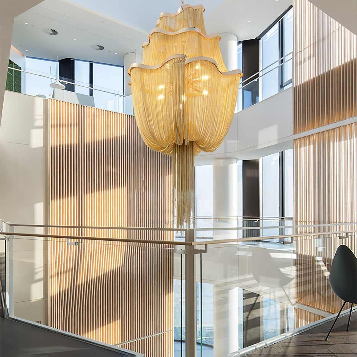 Lustre de correntes em alumínio com brilho níquel moderno Ardelella