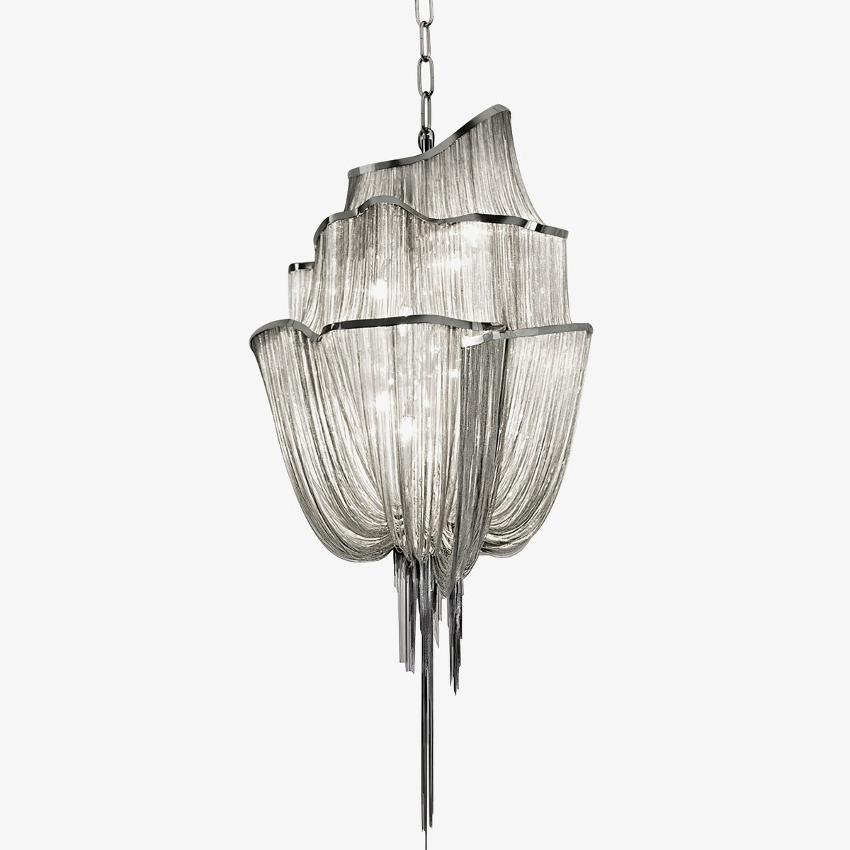 Lustre de correntes em alumínio com brilho níquel moderno Ardelella