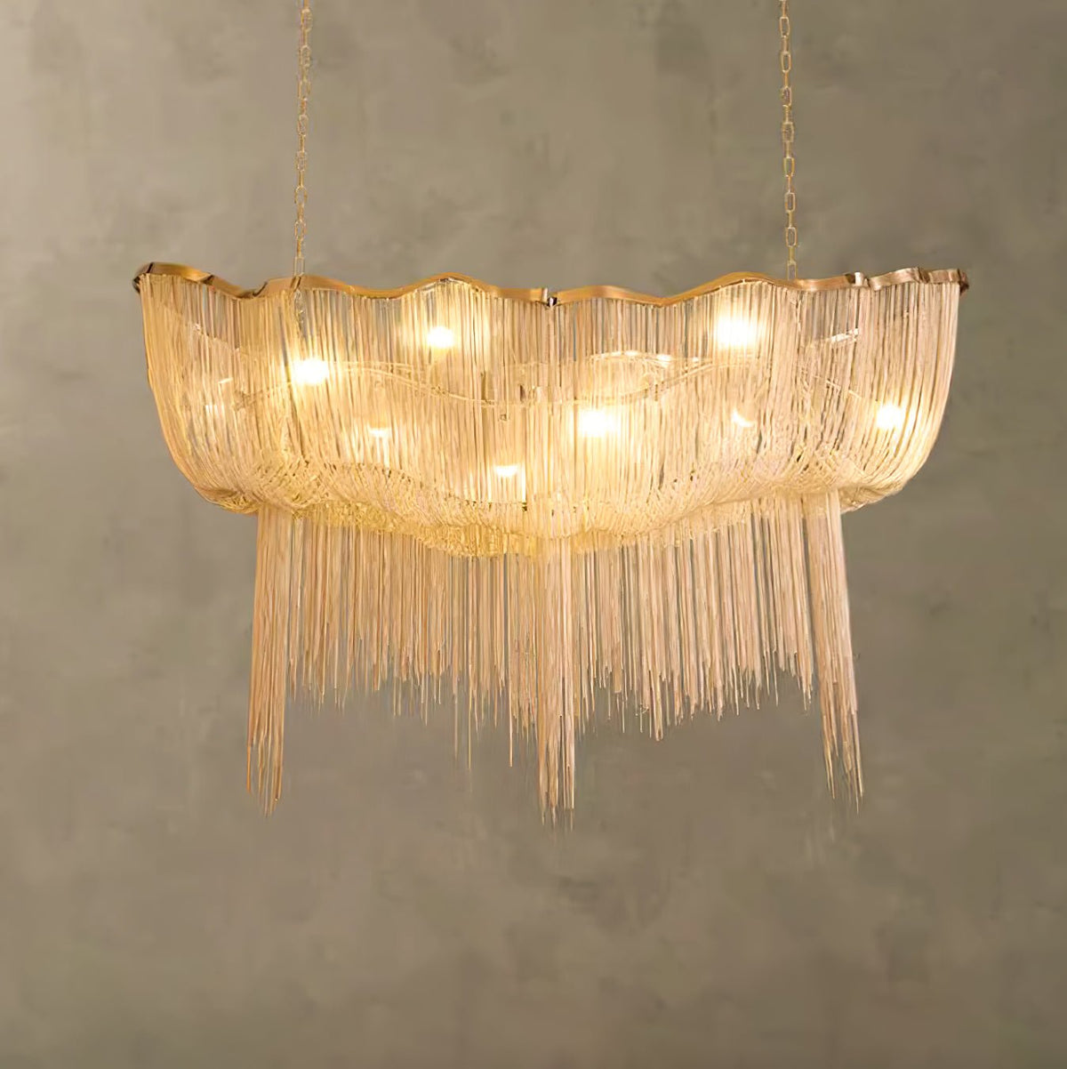 Lustre de correntes em alumínio com brilho níquel moderno Ardelella