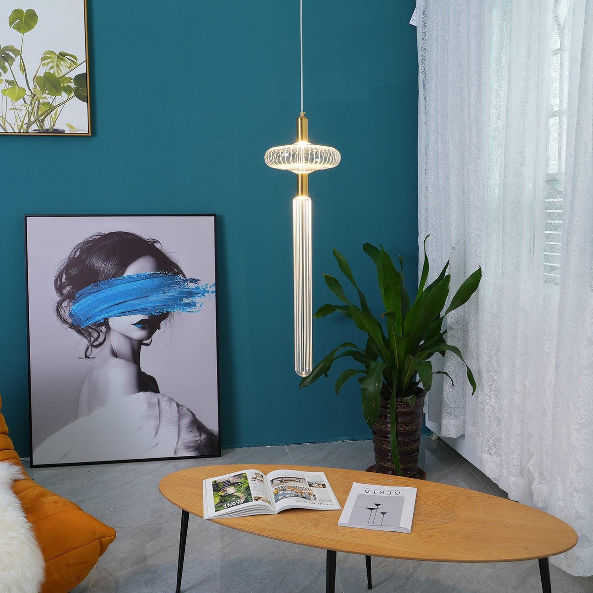 Tika pendellampa i kristall, cylinderformad, Cipher, modern