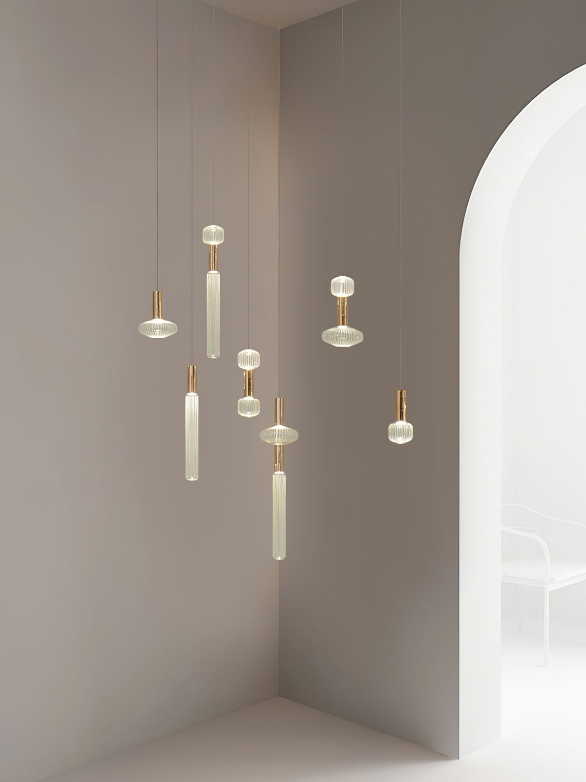 Tika pendellampa i kristall, cylinderformad, Cipher, modern