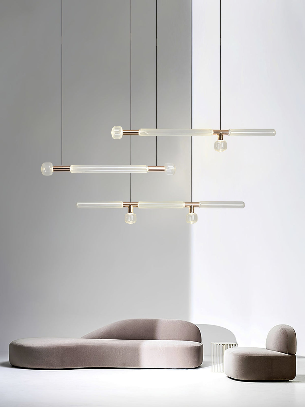 Tika pendellampa i kristall, cylinderformad, Cipher, modern