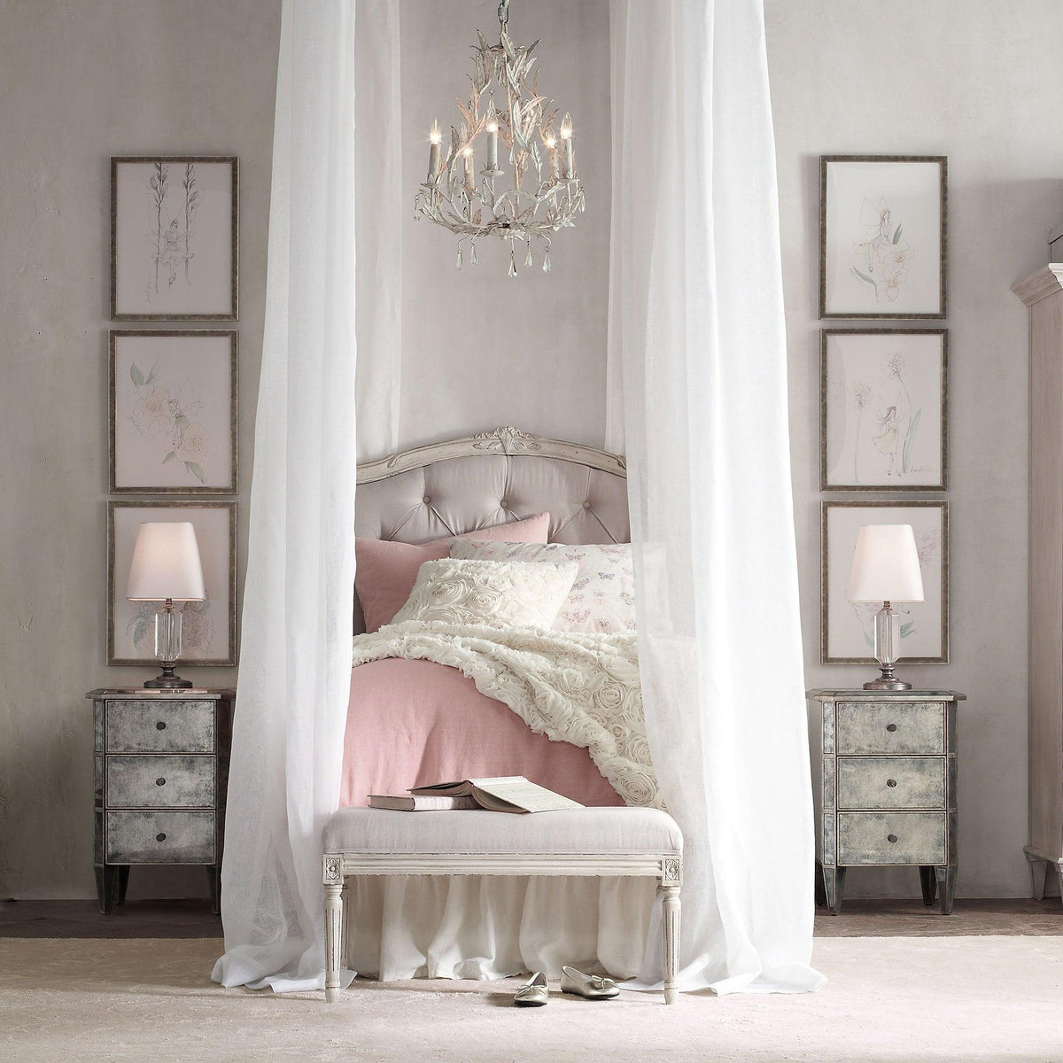 Sylvia vintage-lysekrone i glas