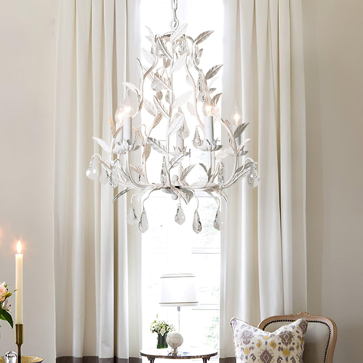 Sylvia vintage-lysekrone i glas