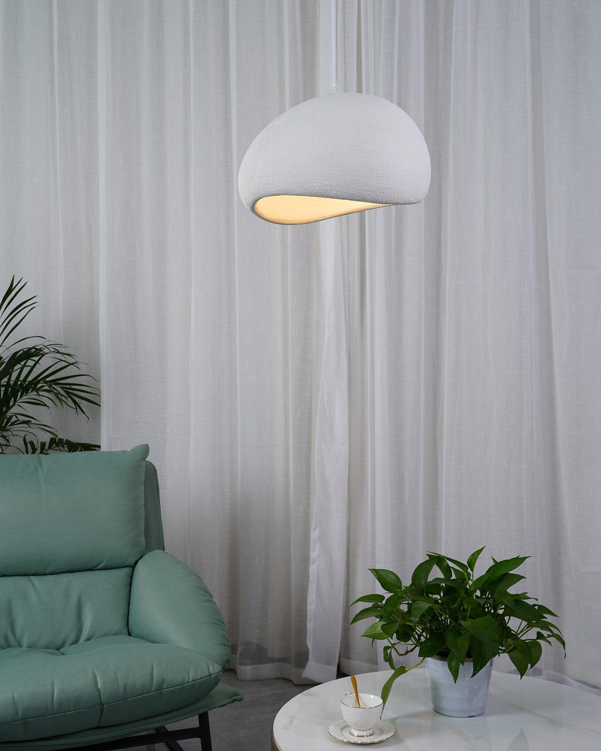 Ecor gips-pendellampe halvkupel plug-in wabi sabi
