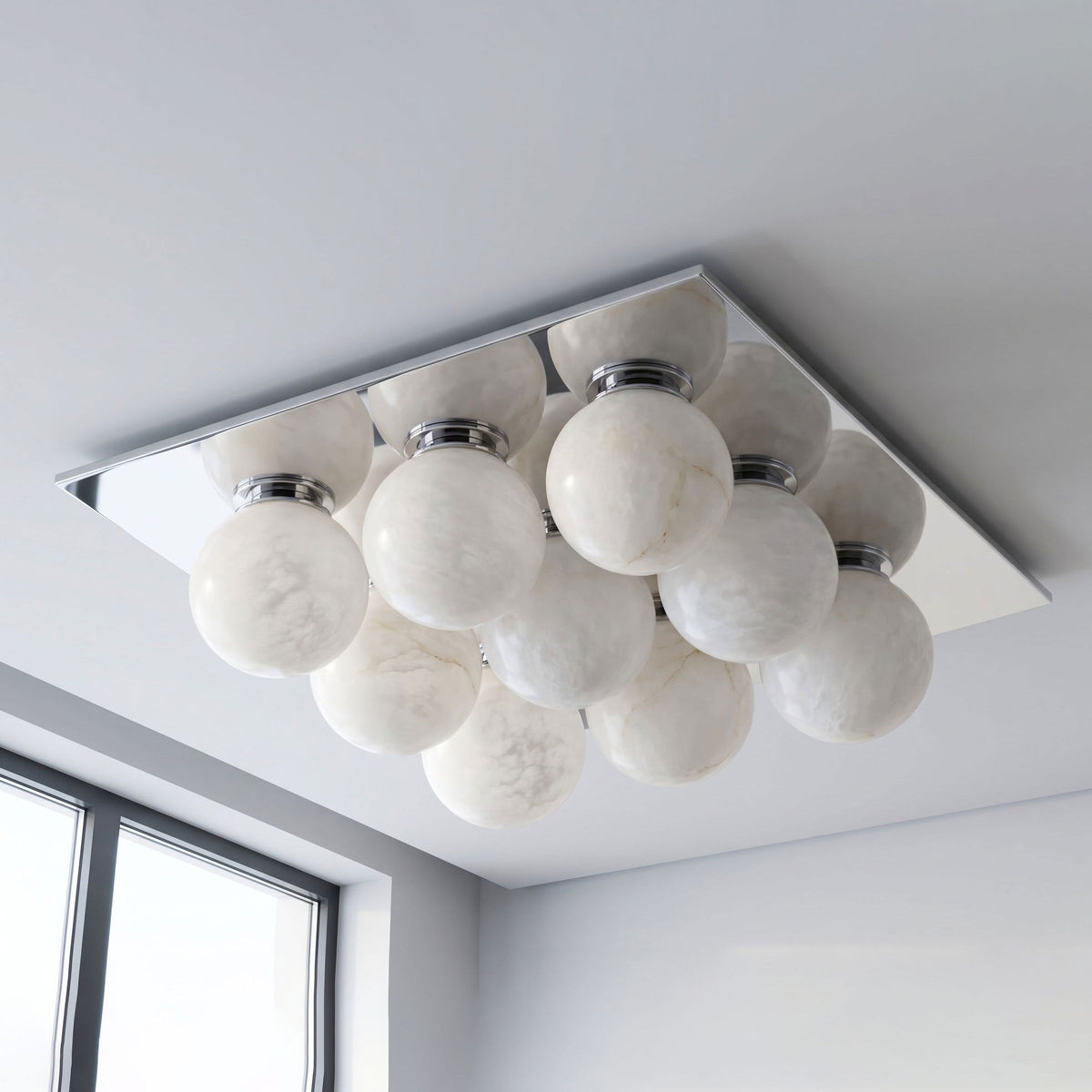 Trenwick-alabastlampe til loftsmontering