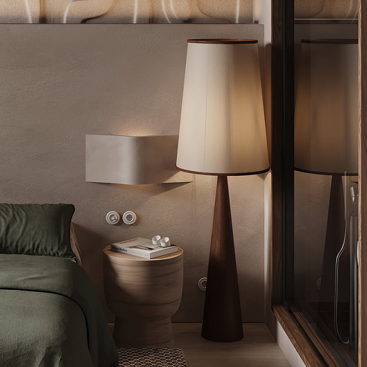 ConeLite minimalistisk konisk gulvlampe i træ