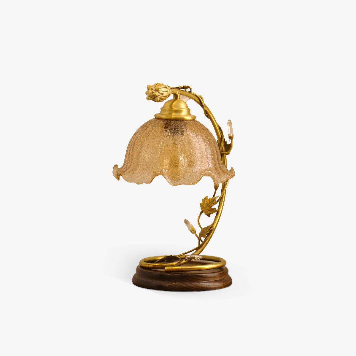 Flarce bordslampa i mässing och trä