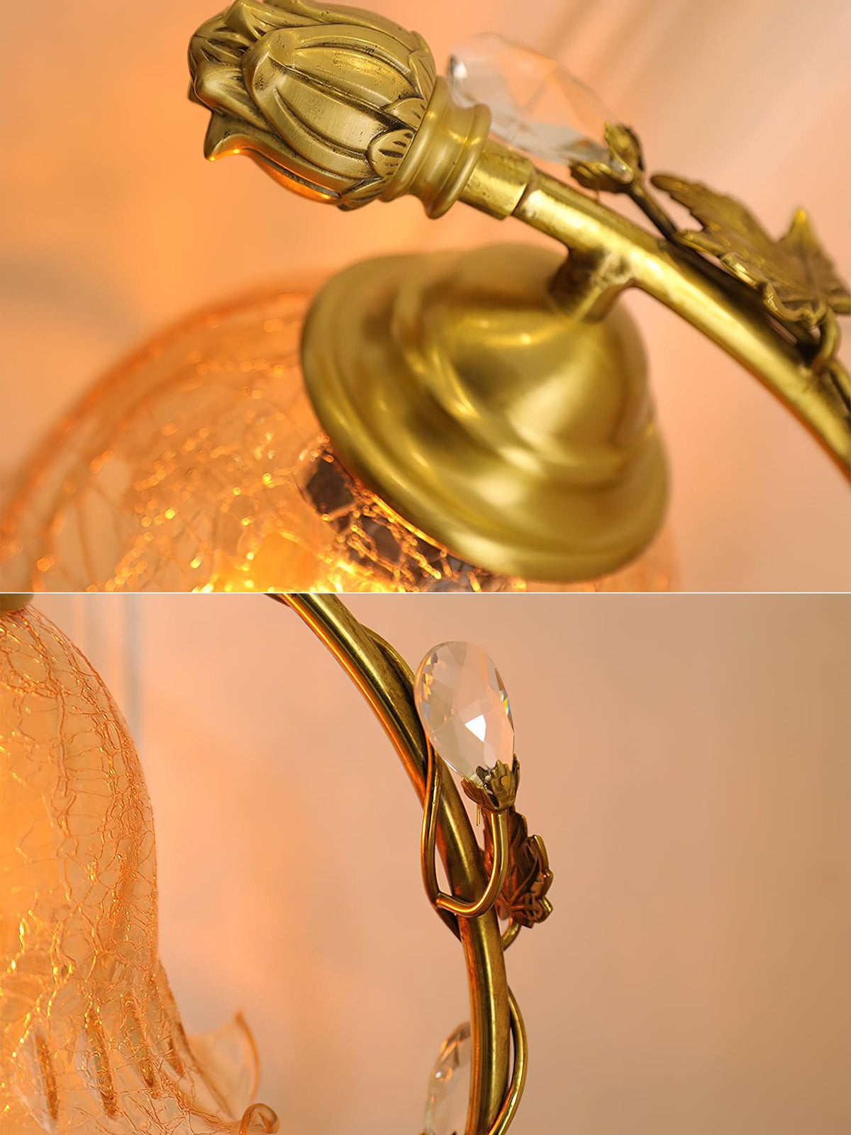 Flarce bordslampa i mässing och trä