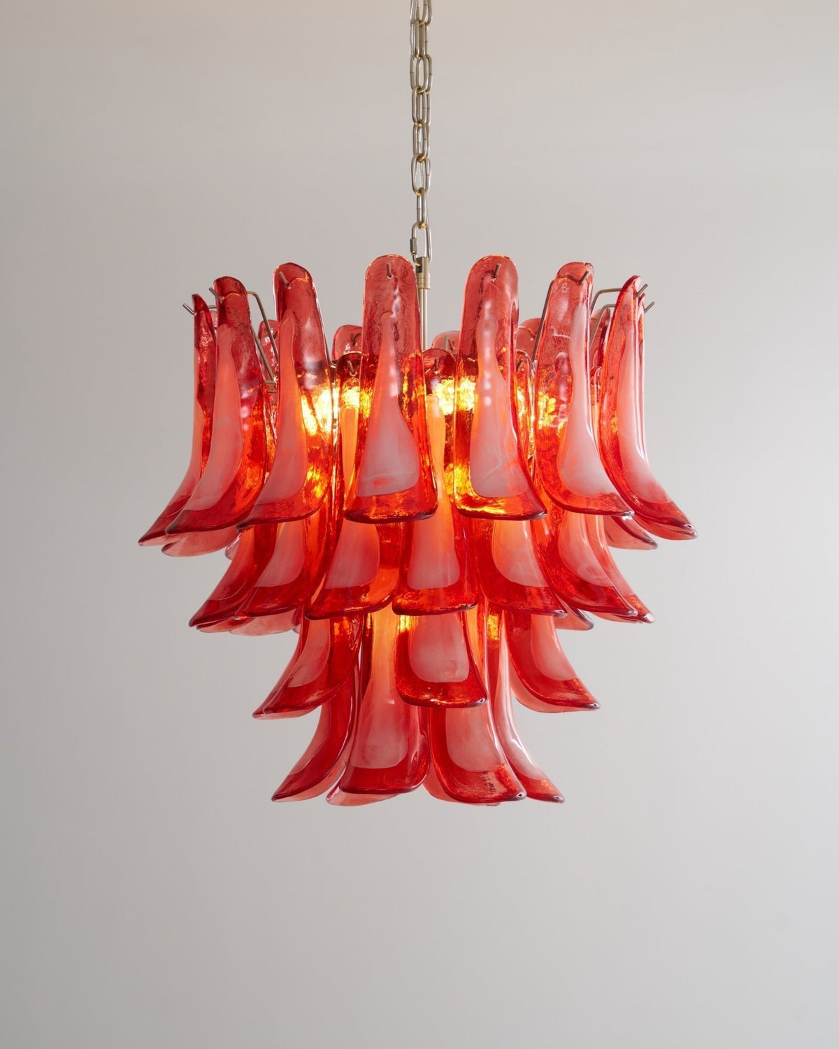 Celoelle Chandelier Crimson Murano Glass Petals Layered Vintage