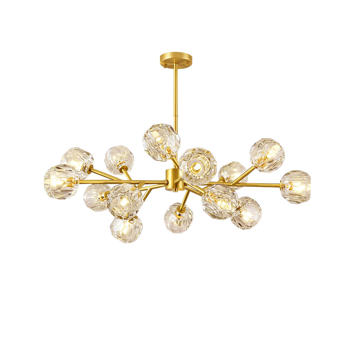 Luminária suspensa Thalyn com bolas de cristal e conjunto de latão