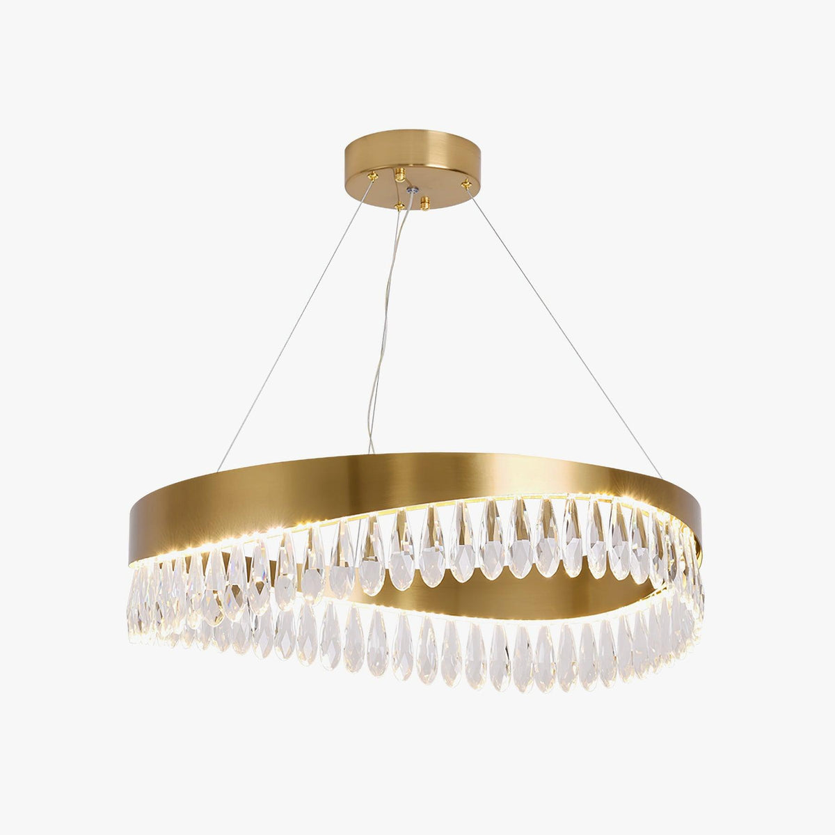 Cana poleret lysekrone med krystalring og LED