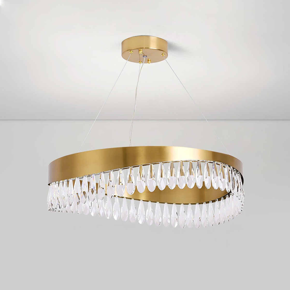 Cana fágaður kristalshringur með LED, loftljós