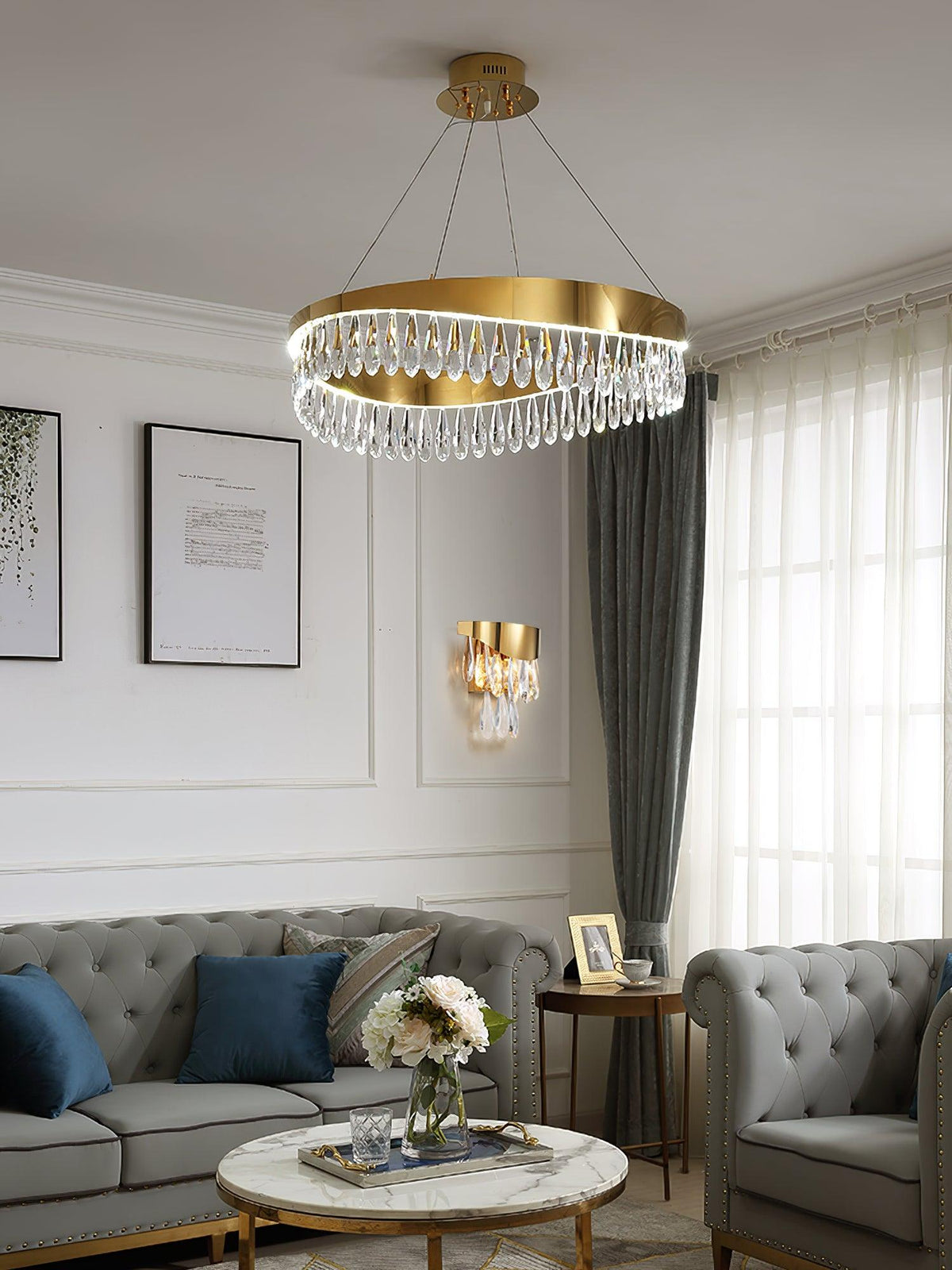 Cana fágaður kristalshringur með LED, loftljós
