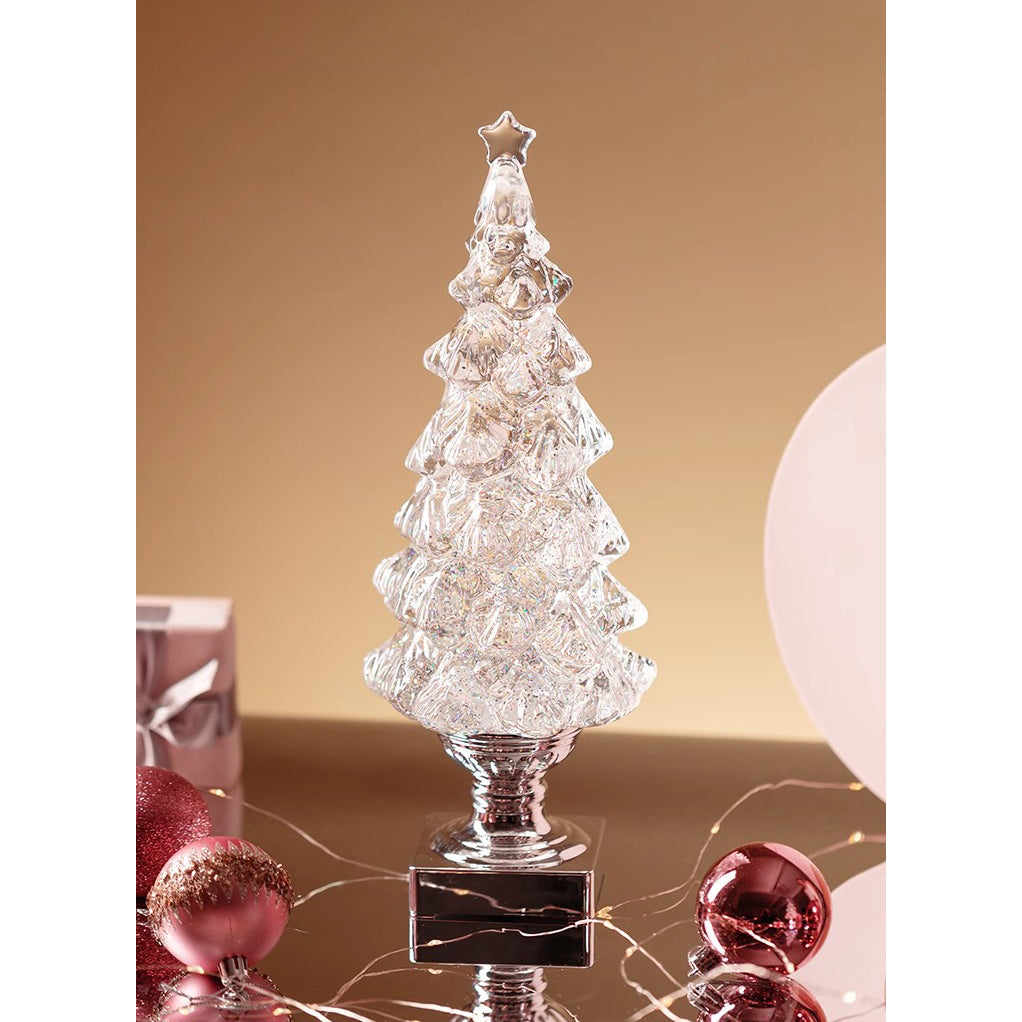 Juletræsbordlampe i krystal (indbygget batteri)