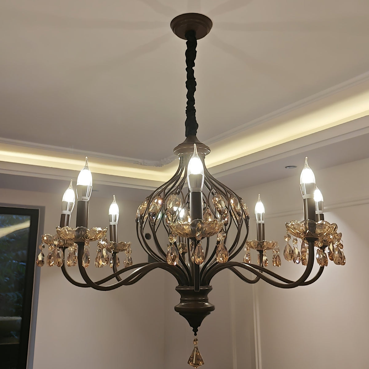Enorel vintage-takkrona i brons och kristall