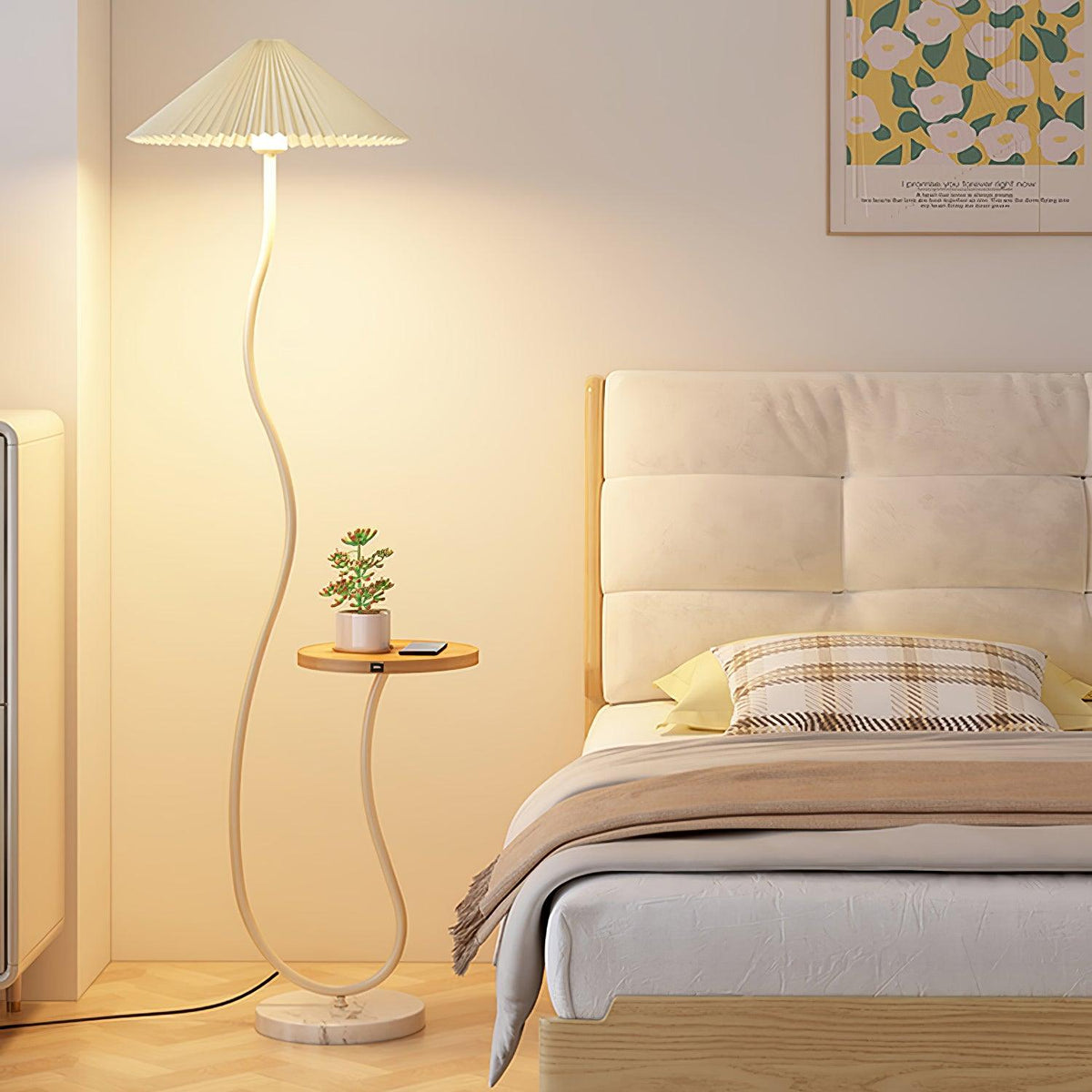 Ghel minimalistisk gulvlampe i træ