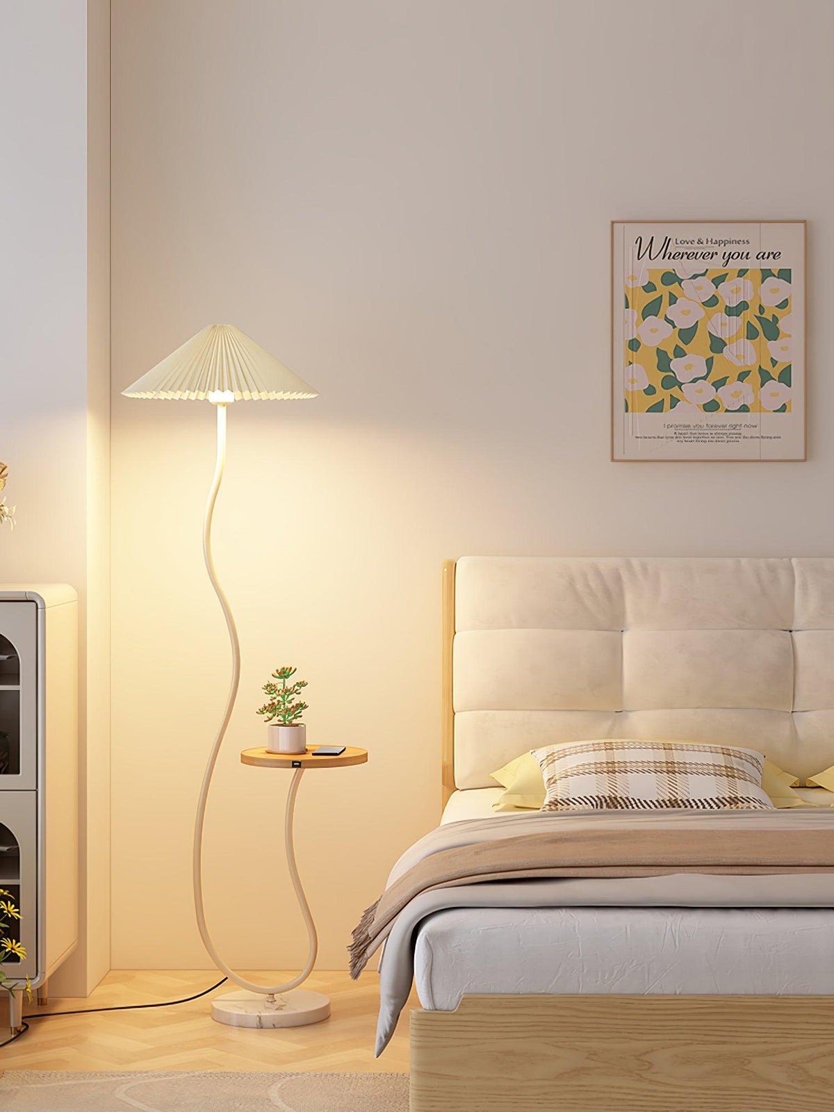 Ghel minimalistisk gulvlampe i træ
