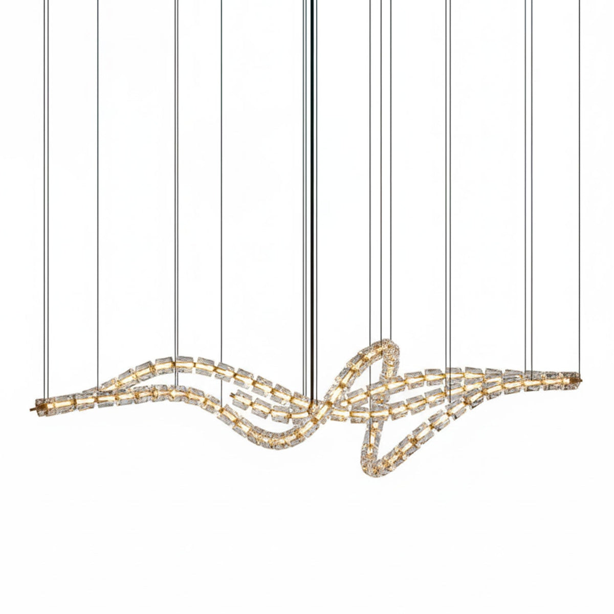 Candeeiro de teto de cristal dourado Nexus