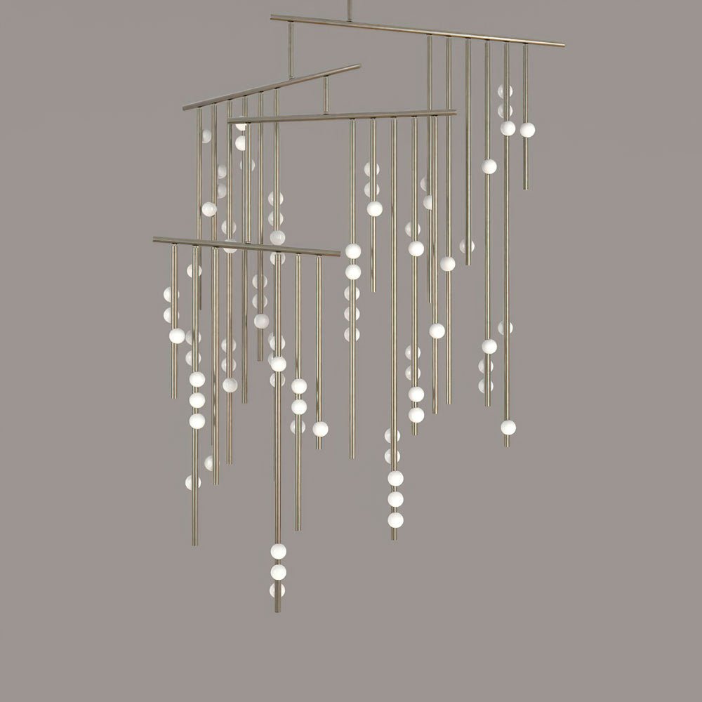 Bara Geometric Brass Linear Pendant Light Chandelier