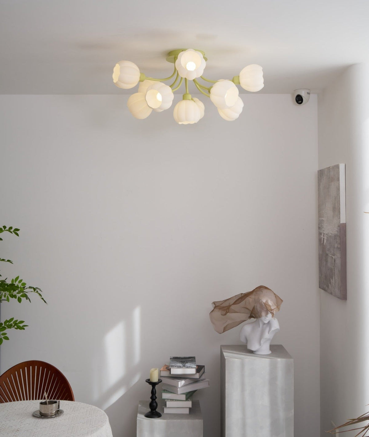 Zenorarae elegant loftslampe i matchagrønt glas