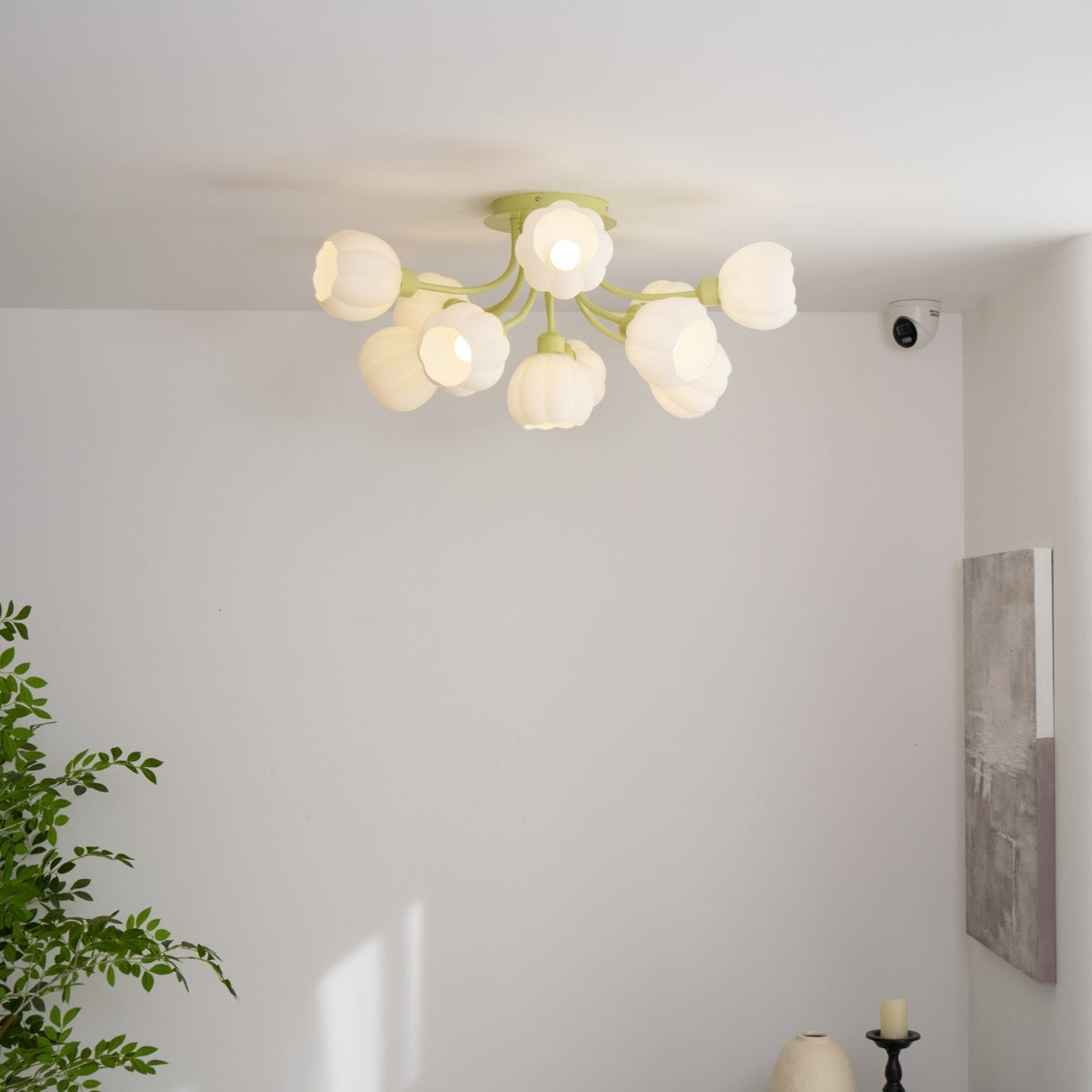 Zenorarae elegant loftslampe i matchagrønt glas