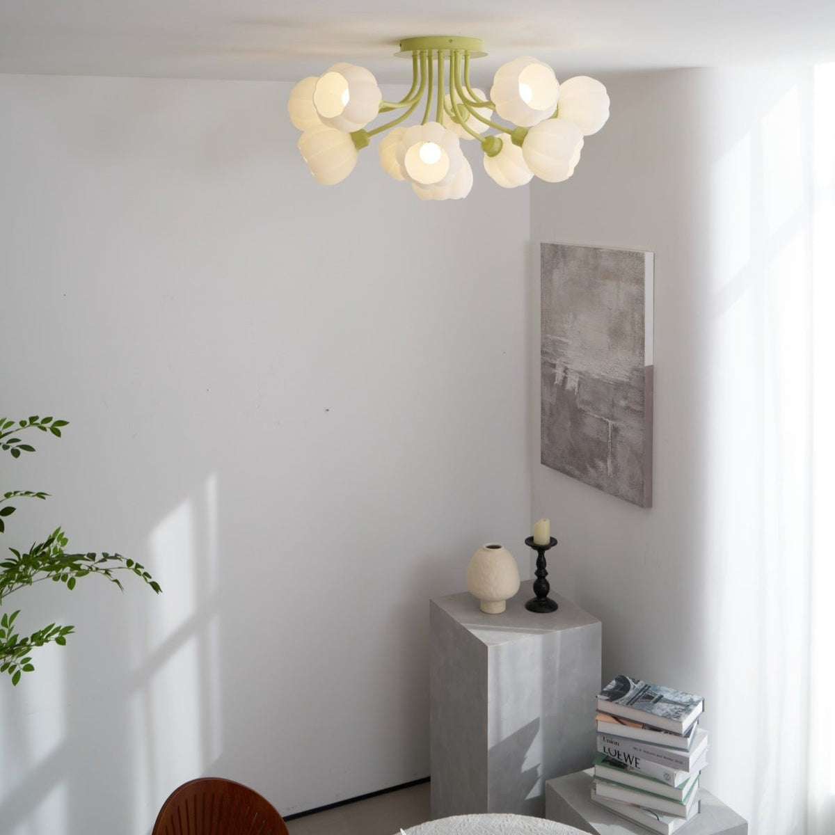 Zenorarae elegant loftslampe i matchagrønt glas