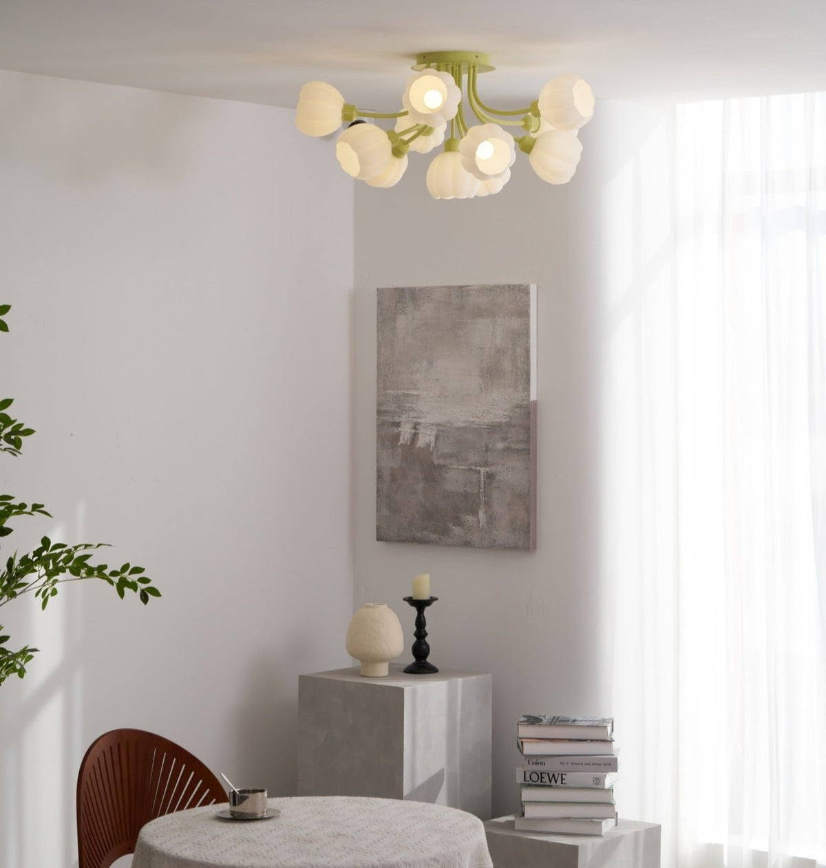 Zenorarae elegant loftslampe i matchagrønt glas