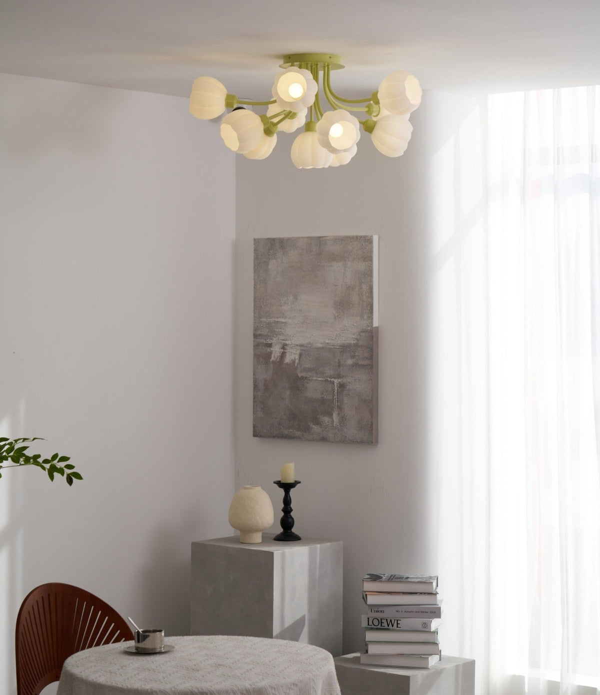 Zenorarae elegant loftslampe i matchagrønt glas
