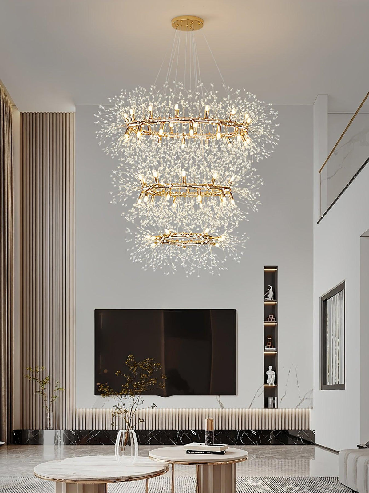 Arderian ljósakróna með hringlaga fíflum úr ryðfríu stáli